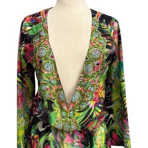 Vibrant Plunge Neck Dress